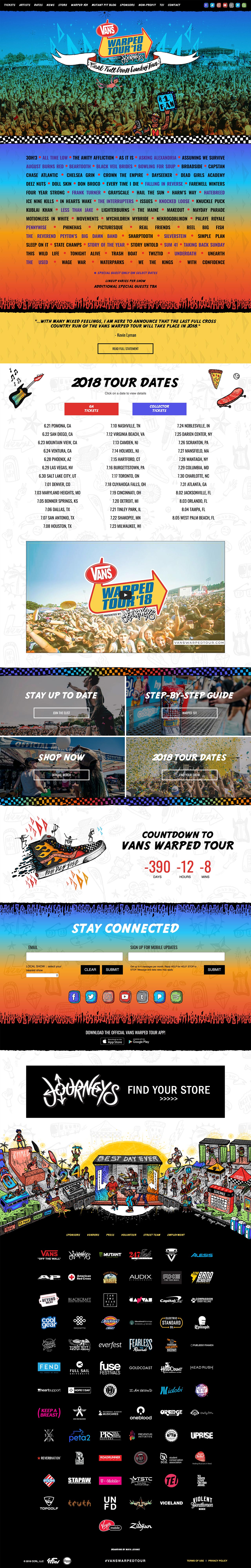 Vans Warped Tour Website - Desktop
